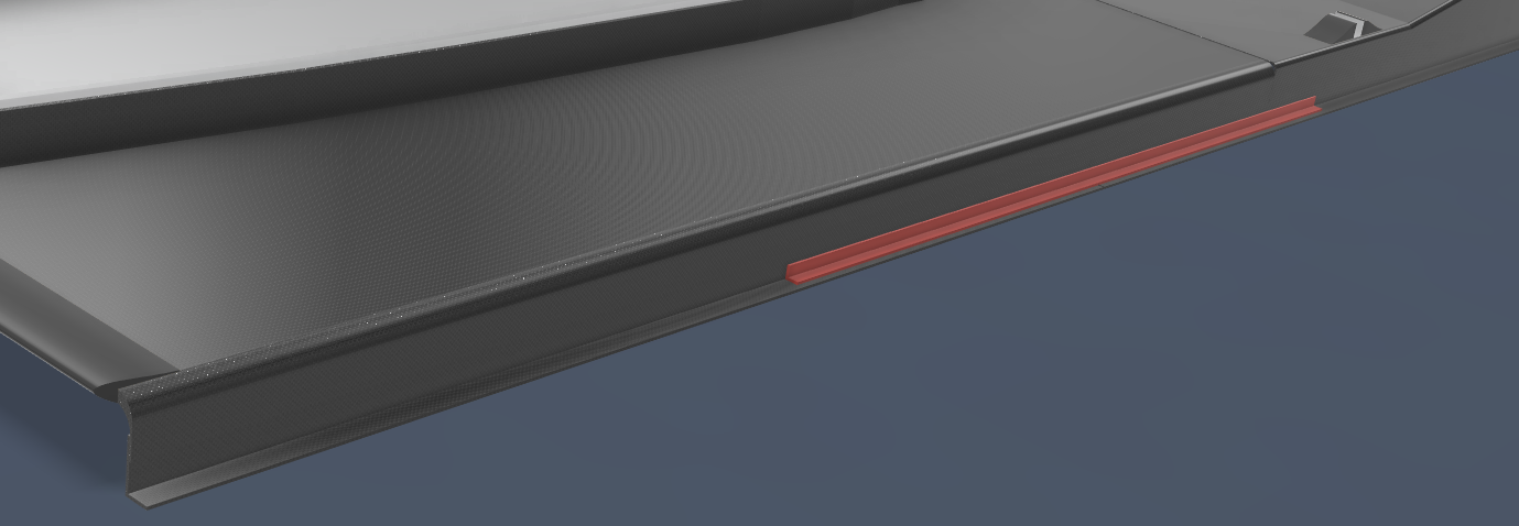 Additional right angle strip (shown in red) to increase rigidity of the floor section joint